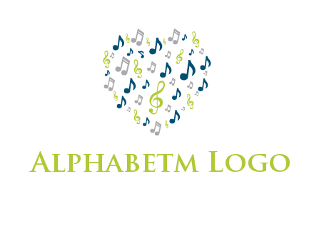 heart shaped music notes logo icon