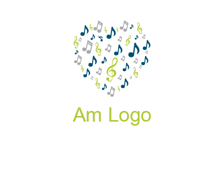 heart shaped music notes logo icon