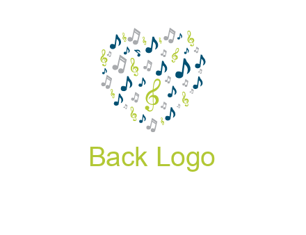 heart shaped music notes logo icon