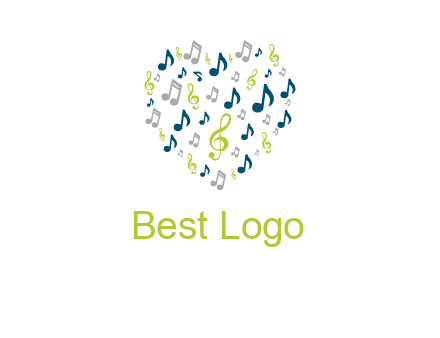 heart shaped music notes logo icon
