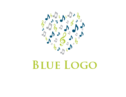 heart shaped music notes logo icon