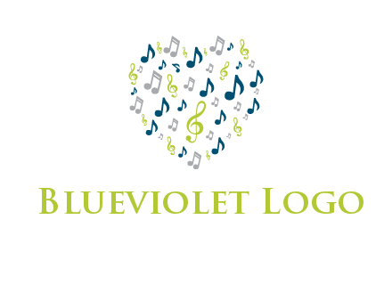 heart shaped music notes logo icon