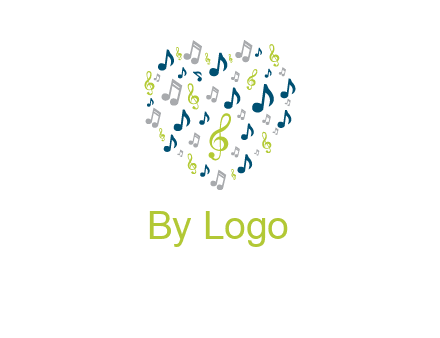 heart shaped music notes logo icon