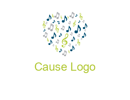 heart shaped music notes logo icon