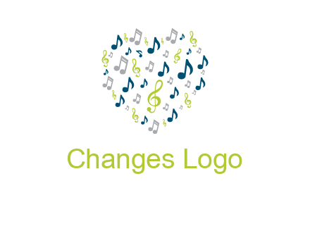 heart shaped music notes logo icon