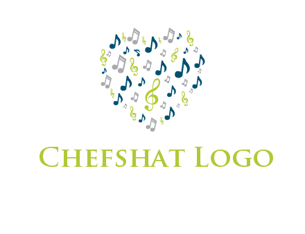 heart shaped music notes logo icon