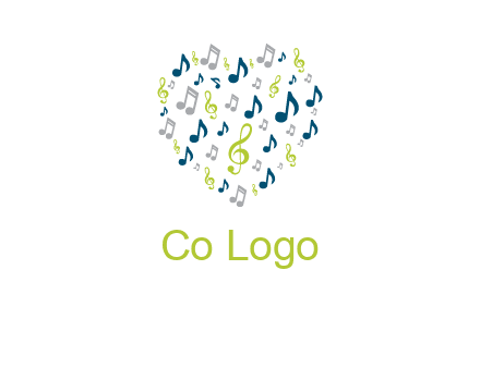 heart shaped music notes logo icon
