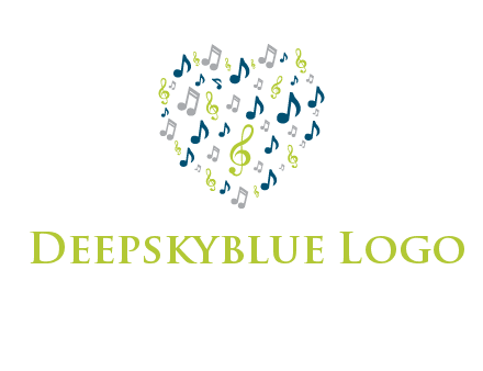 heart shaped music notes logo icon