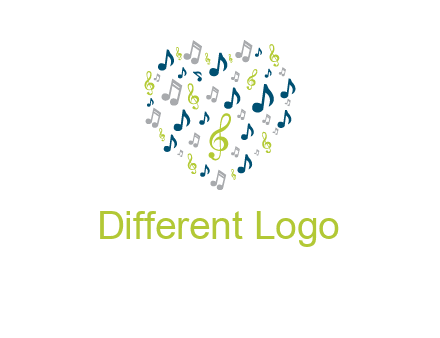 heart shaped music notes logo icon