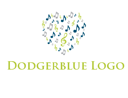 heart shaped music notes logo icon