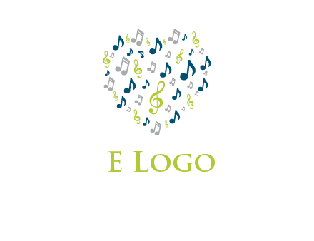 heart shaped music notes logo icon
