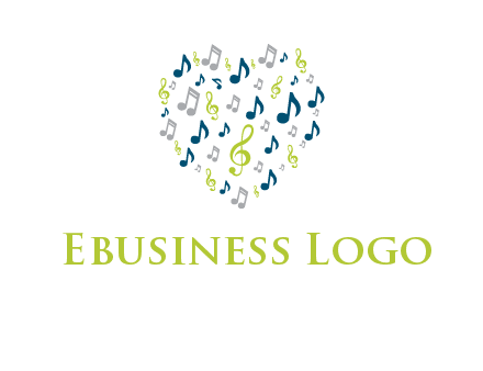 heart shaped music notes logo icon