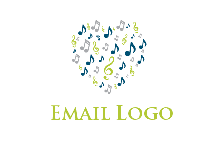 heart shaped music notes logo icon