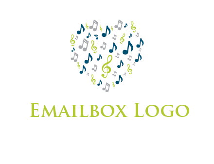 heart shaped music notes logo icon