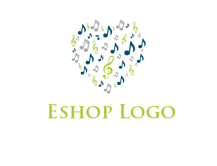 heart shaped music notes logo icon