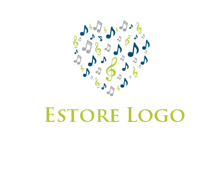 heart shaped music notes logo icon