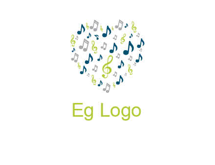 heart shaped music notes logo icon