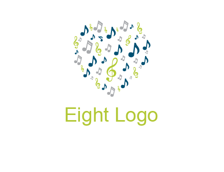 heart shaped music notes logo icon