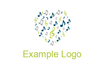heart shaped music notes logo icon