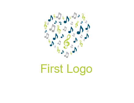 heart shaped music notes logo icon