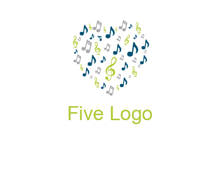 heart shaped music notes logo icon