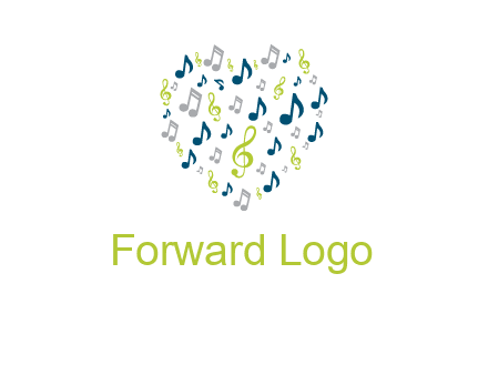 heart shaped music notes logo icon