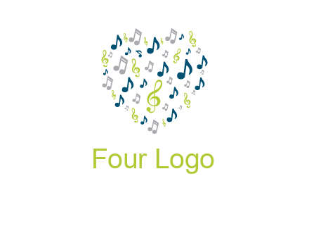 heart shaped music notes logo icon