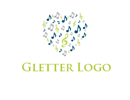 heart shaped music notes logo icon