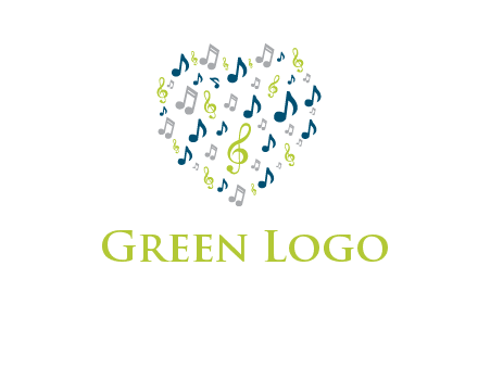 heart shaped music notes logo icon