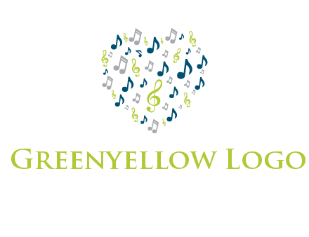 heart shaped music notes logo icon