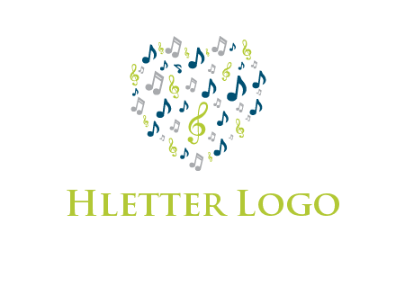 heart shaped music notes logo icon