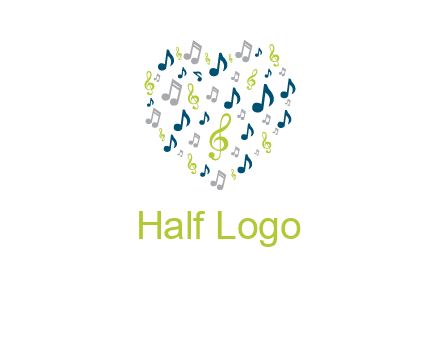 heart shaped music notes logo icon