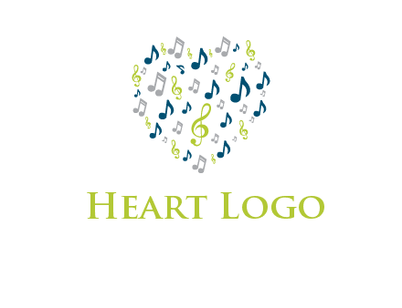 heart shaped music notes logo icon