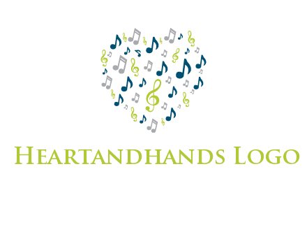 heart shaped music notes logo icon