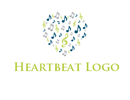 heart shaped music notes logo icon