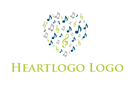 heart shaped music notes logo icon