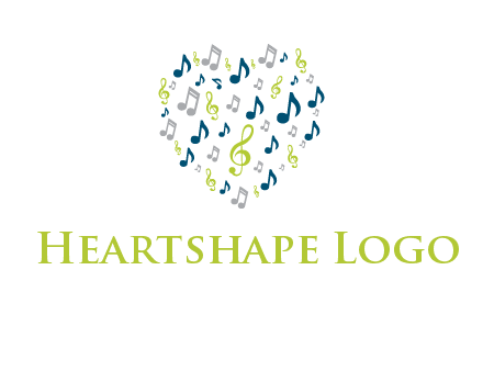 heart shaped music notes logo icon