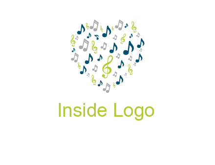 heart shaped music notes logo icon