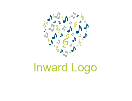 heart shaped music notes logo icon