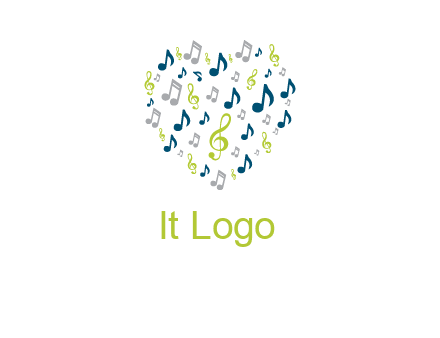 heart shaped music notes logo icon