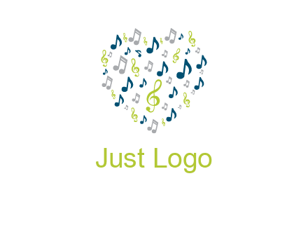 heart shaped music notes logo icon