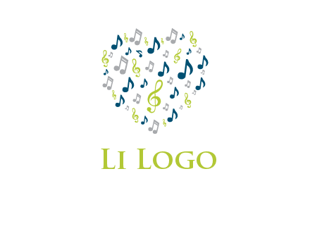 heart shaped music notes logo icon