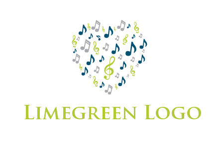 heart shaped music notes logo icon