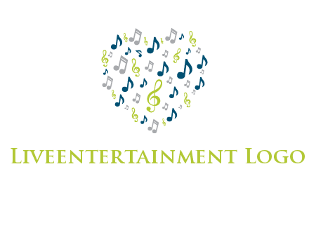 heart shaped music notes logo icon