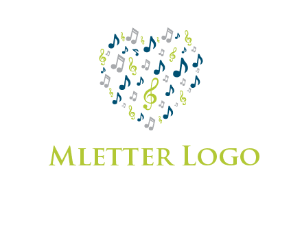heart shaped music notes logo icon