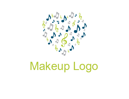 heart shaped music notes logo icon