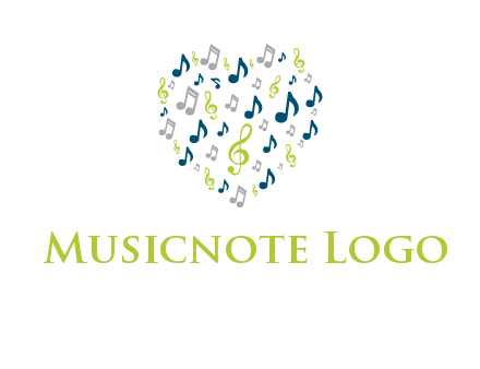 heart shaped music notes logo icon