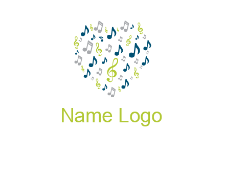 heart shaped music notes logo icon