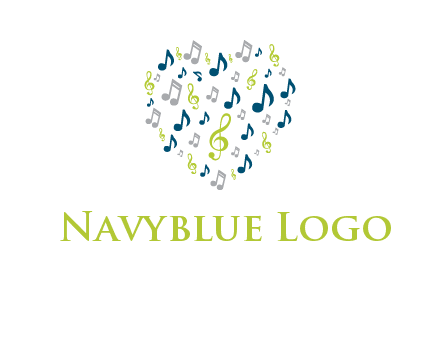 heart shaped music notes logo icon
