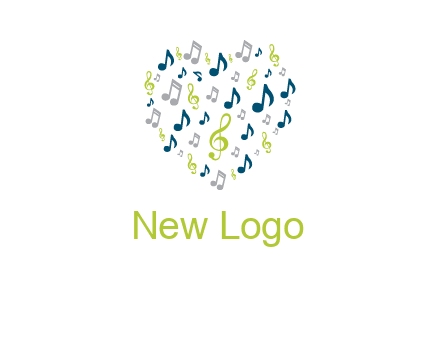 heart shaped music notes logo icon